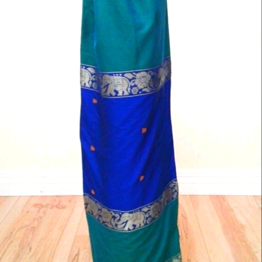 BEAUTIFUL TEAL & ROYAL BLUE SILK YOGA MAT BAG